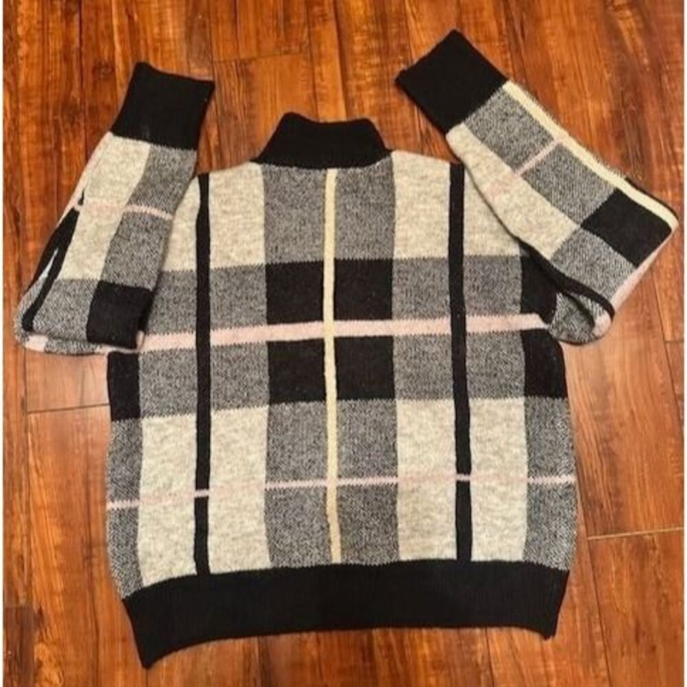 Marled Reunited Clothing Women Plaid Dark Academia Turtleneck Pullover Sweater M